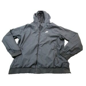 Nike Windrunner Jacket Mens Extra Large Hooded Full Zip Black Lightweight Hiking